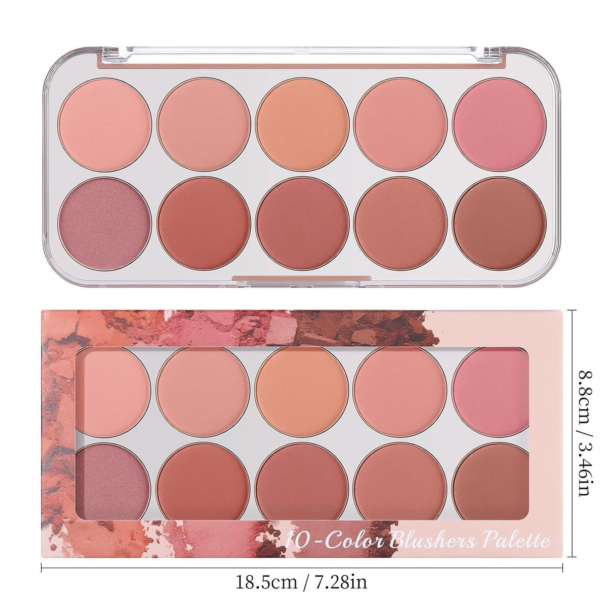 10 Color Long Lasting Face Blush Palette for Cheeks - Lightweight Makeup