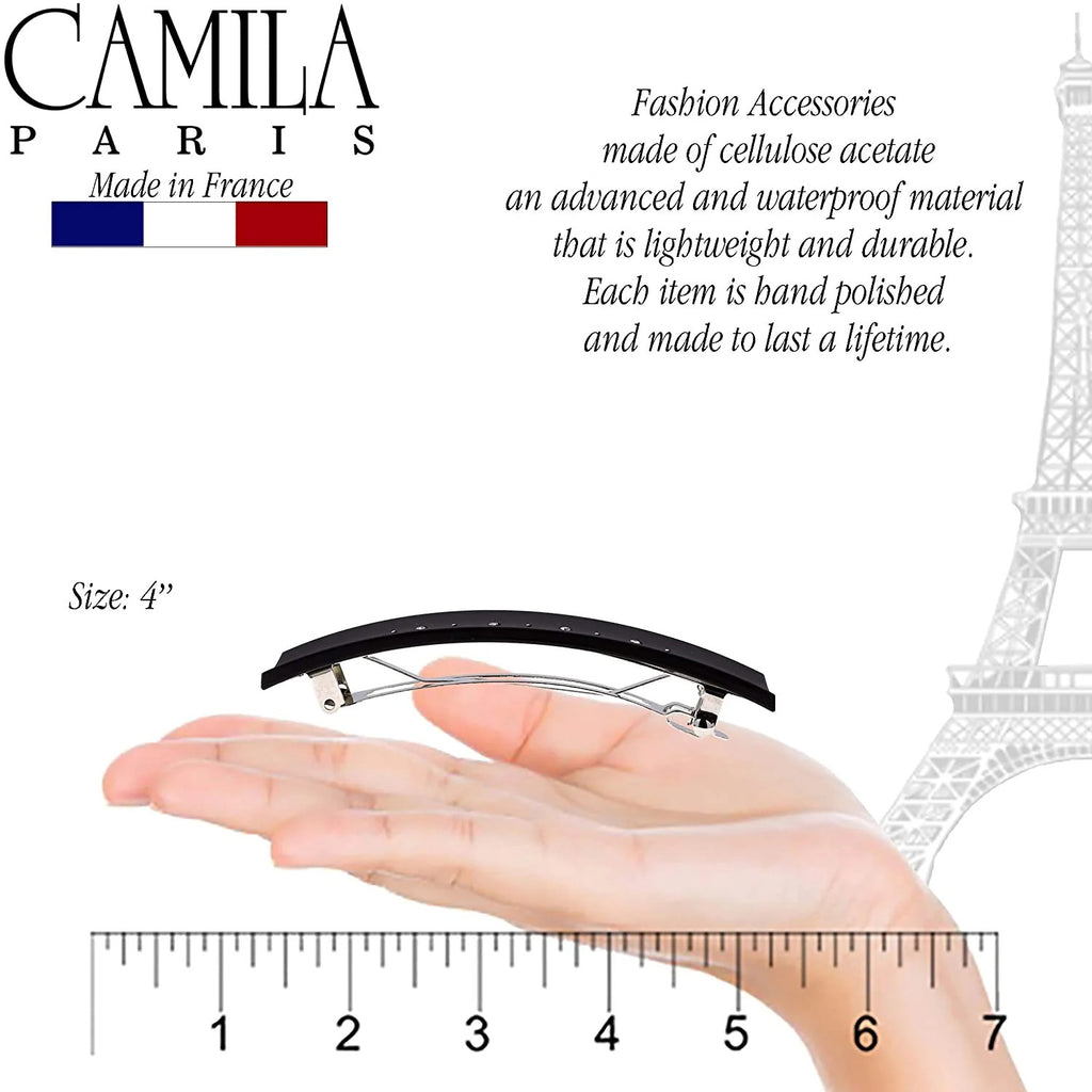 Wide Arched Swarovski Crystal No-Slip Hair Barrette - Elegant Hair Accessory