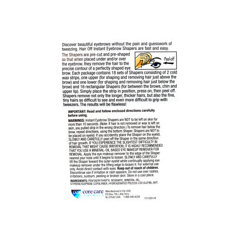 Instant Eyebrow Shapers 4 Pack - Hair Off 18 Sets per Pack