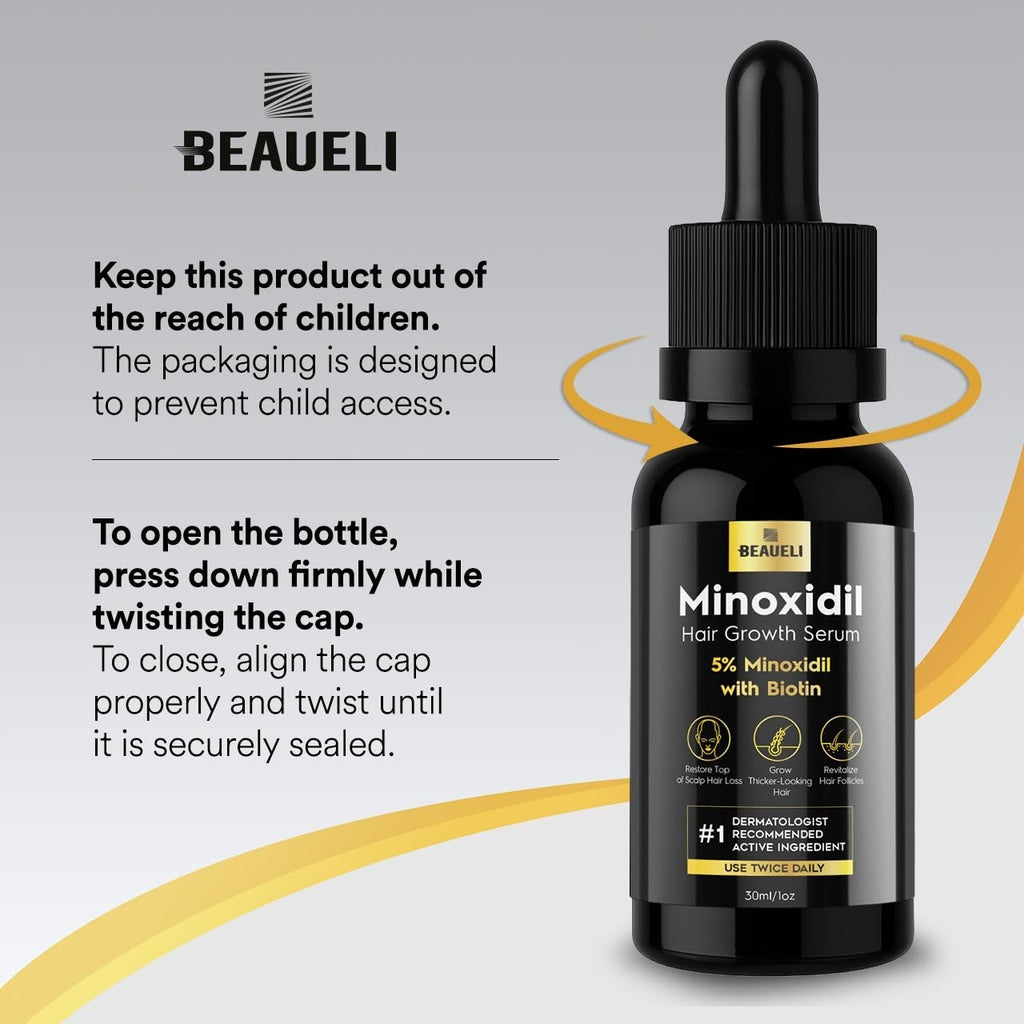 Minoxidil Hair & Beard Growth Serum - Unscented, 3 Bottles 3oz