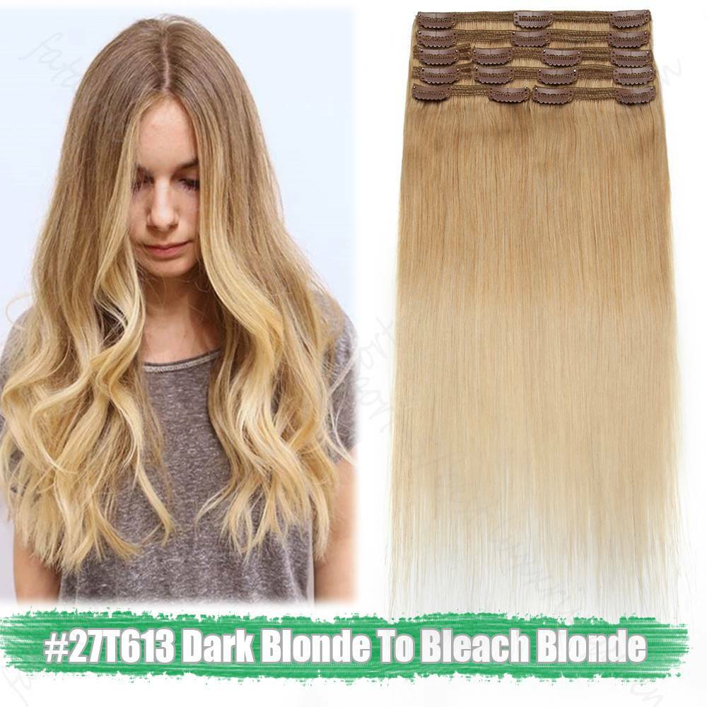 150g Double Weft Clip-In Human Hair Extensions - Full Head, Thick & Natural