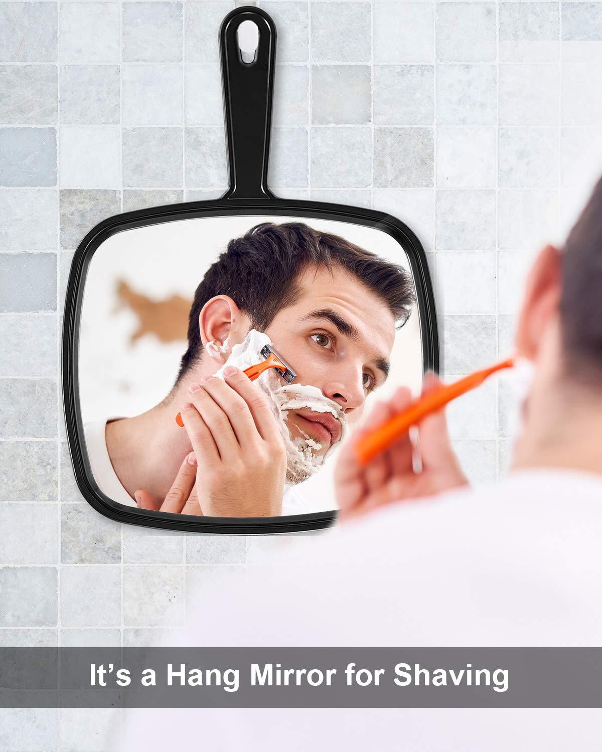Large Handheld Mirror for Salon & Makeup - Black, 9.1 x 12.6 Inches