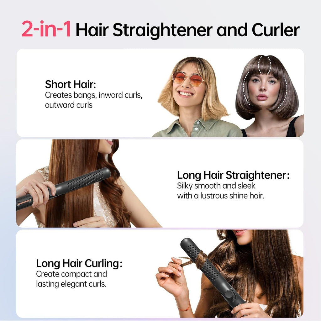2-in-1 Hair Straightener and Curling Wand with Airflow System for Women