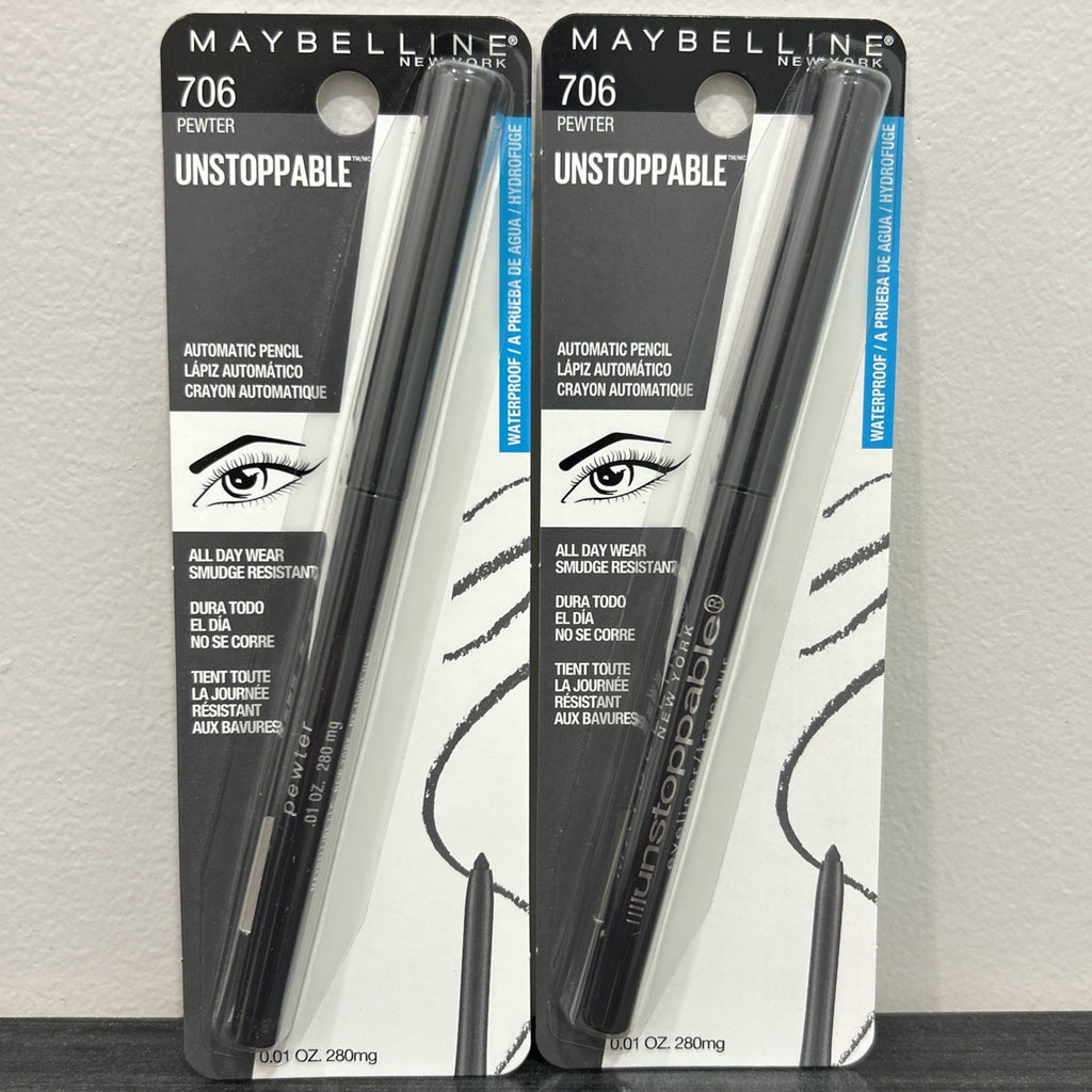 Maybelline Unstoppable Eyeliner Pencil 706 Pewter – Waterproof (Pack of 2)