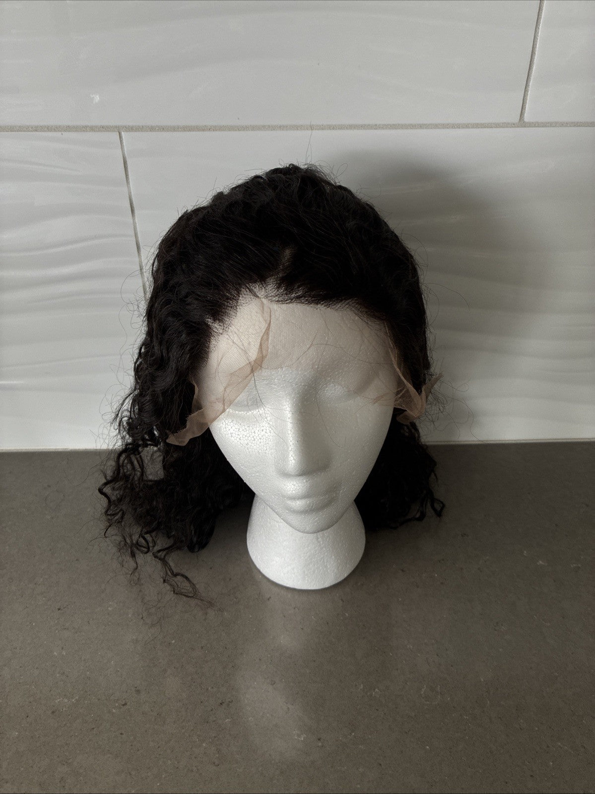 14-Inch Lace Front Human Hair Wig with Water Wave Style - 13x6 Cap