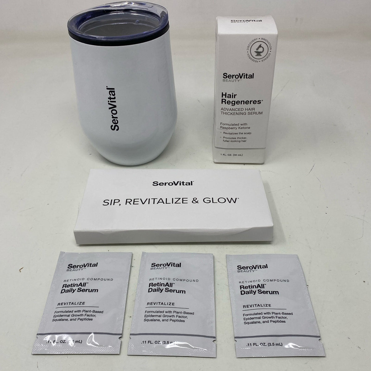 Hair Serum & Skincare Kit with Glow Sticks and Tumbler - Hair Regeneration