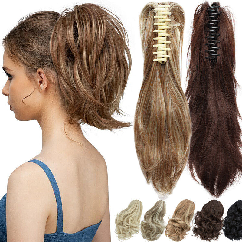 Short Claw Clip-In Ponytail Extension - Curly & Bendable 12 Inch Hair Accessory