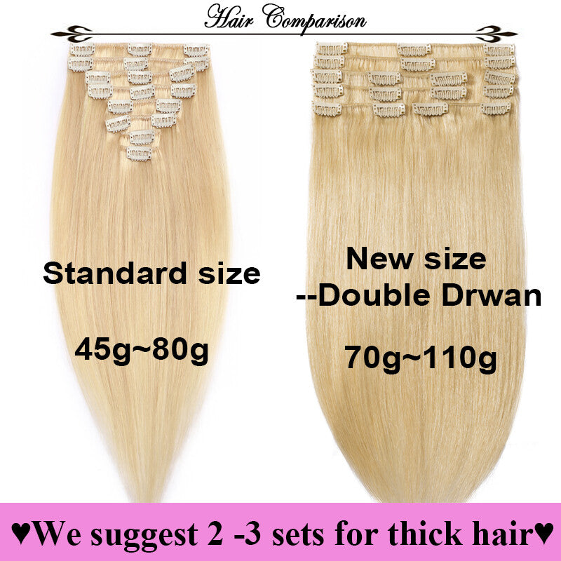 Remy Human Hair Clip-In Extensions Full Head - Thick & Natural Look