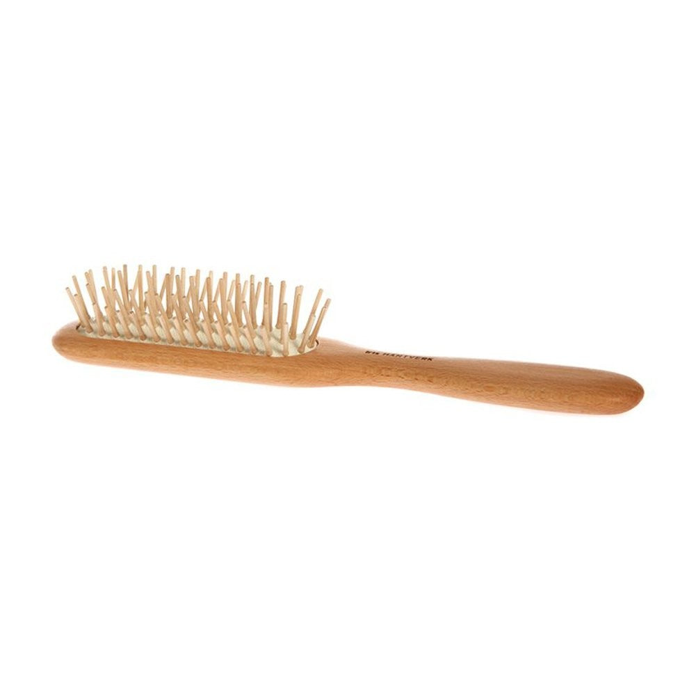 Birch Wood Hair Brush with Wooden Pins - Gentle Scalp Massage, Long & Thick Hair Care
