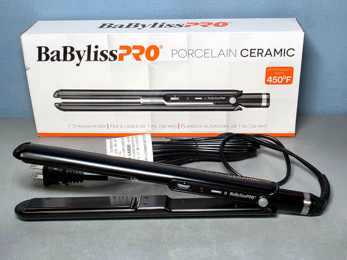 Ceramic Hair Straightener 1 Inch Flat Iron Black 450°F Max Temp