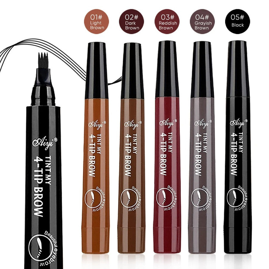 Waterproof Long-Lasting Four-Pronged Eyebrow Pencil for Natural Makeup