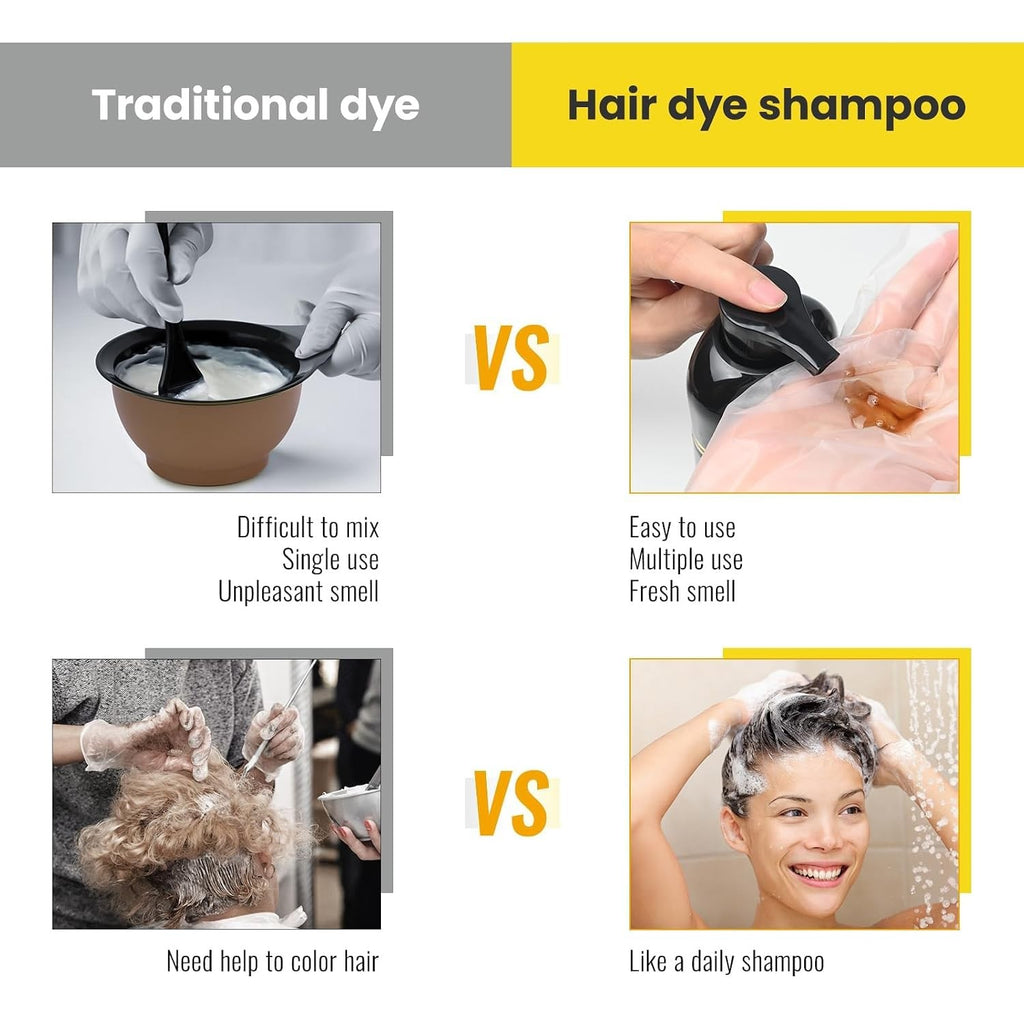 Herbal Black Hair Dye Shampoo 3-in-1 Natural Hair Color 200ml
