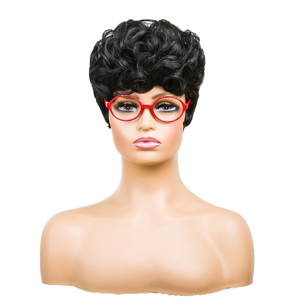 Elegant Curly Pixie Wig for Black Women with Vibrant Bangs & Heat-Resistant Fibers