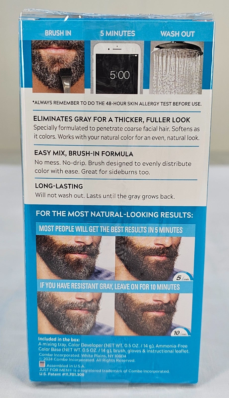 3 Pack Men's Beard Dye Kit Jet Black M-60 with Keratin - Easy Application