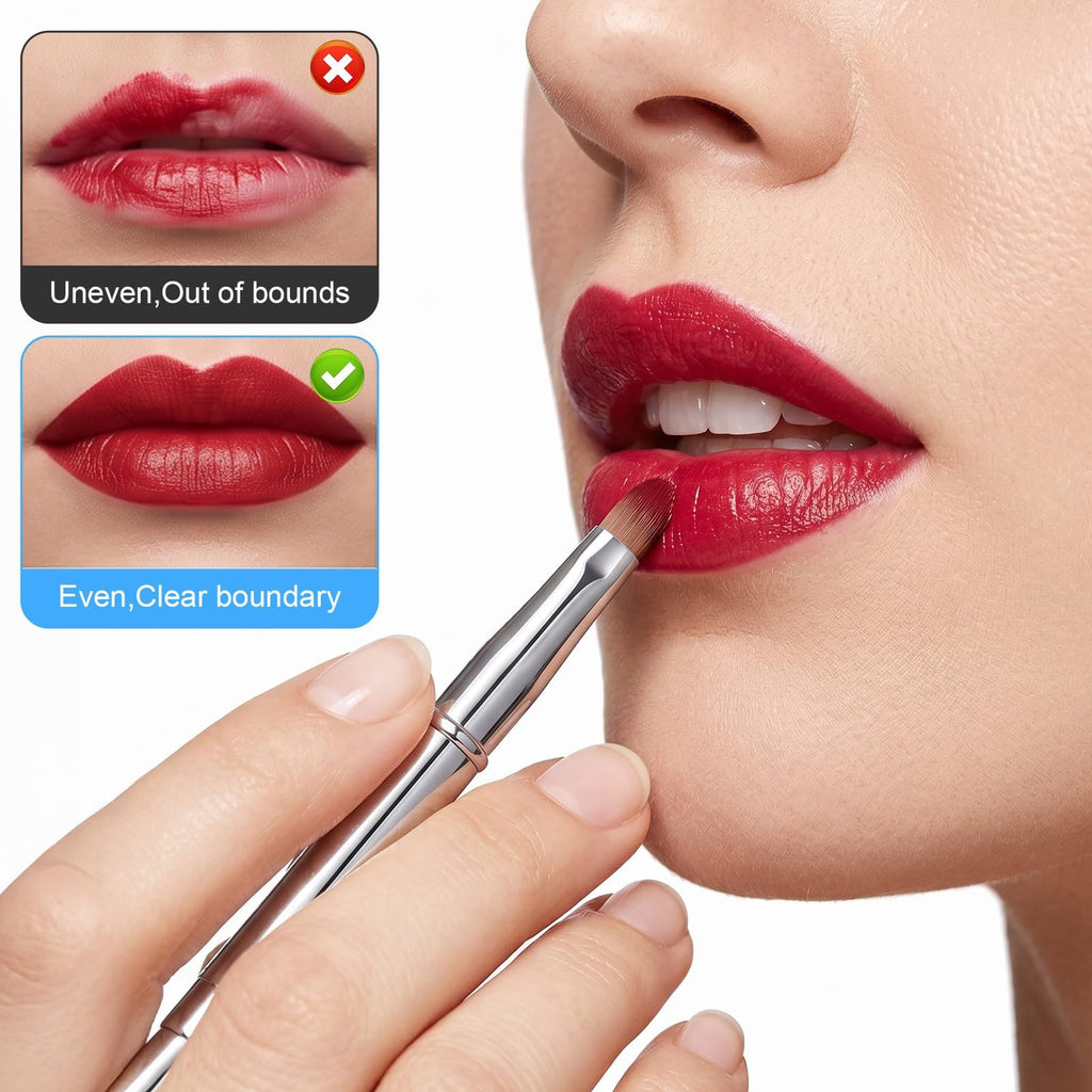 Retractable Lip Brush Dual Ended Lipstick Applicator Portable Makeup Tool