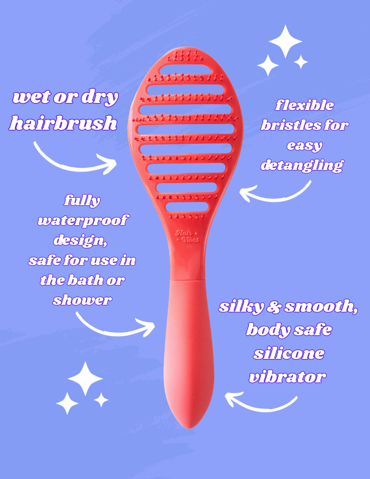 Discreet Hairbrush Vibrator - 2-in-1 Waterproof Personal Massager