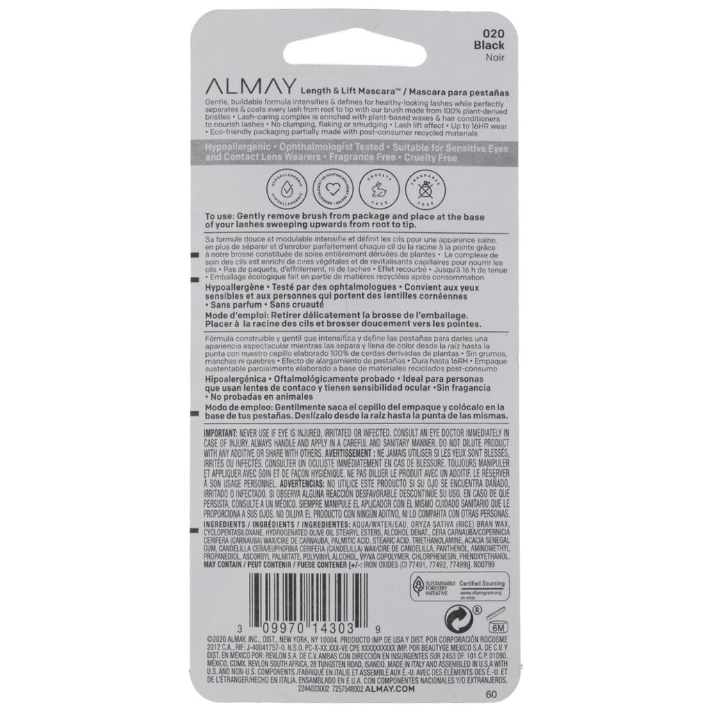 Length & Lift Mascara - Volumizing Lengthening Black 020 0.24 fl oz