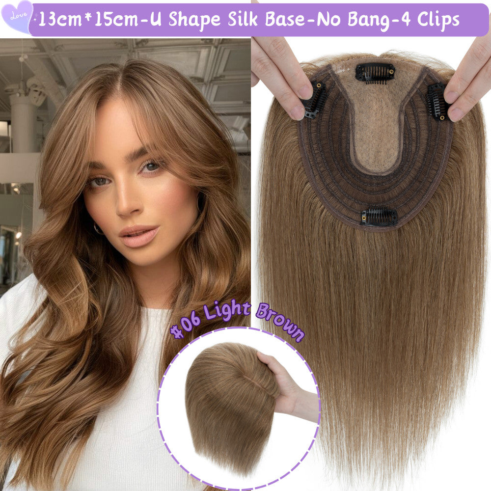 Clip-In Hair Topper for Women - Natural Remy Human Hair Wiglet with Lace/Silk Base