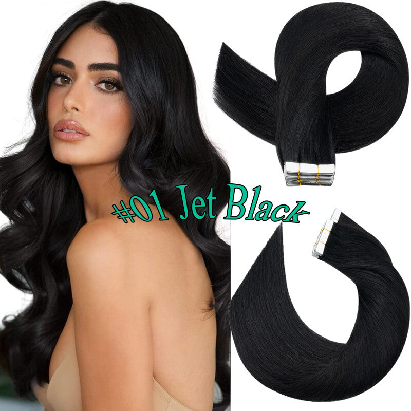 Human Hair Tape-In Extensions - Thick 150g Ombre & Natural Colors, Multiple Lengths