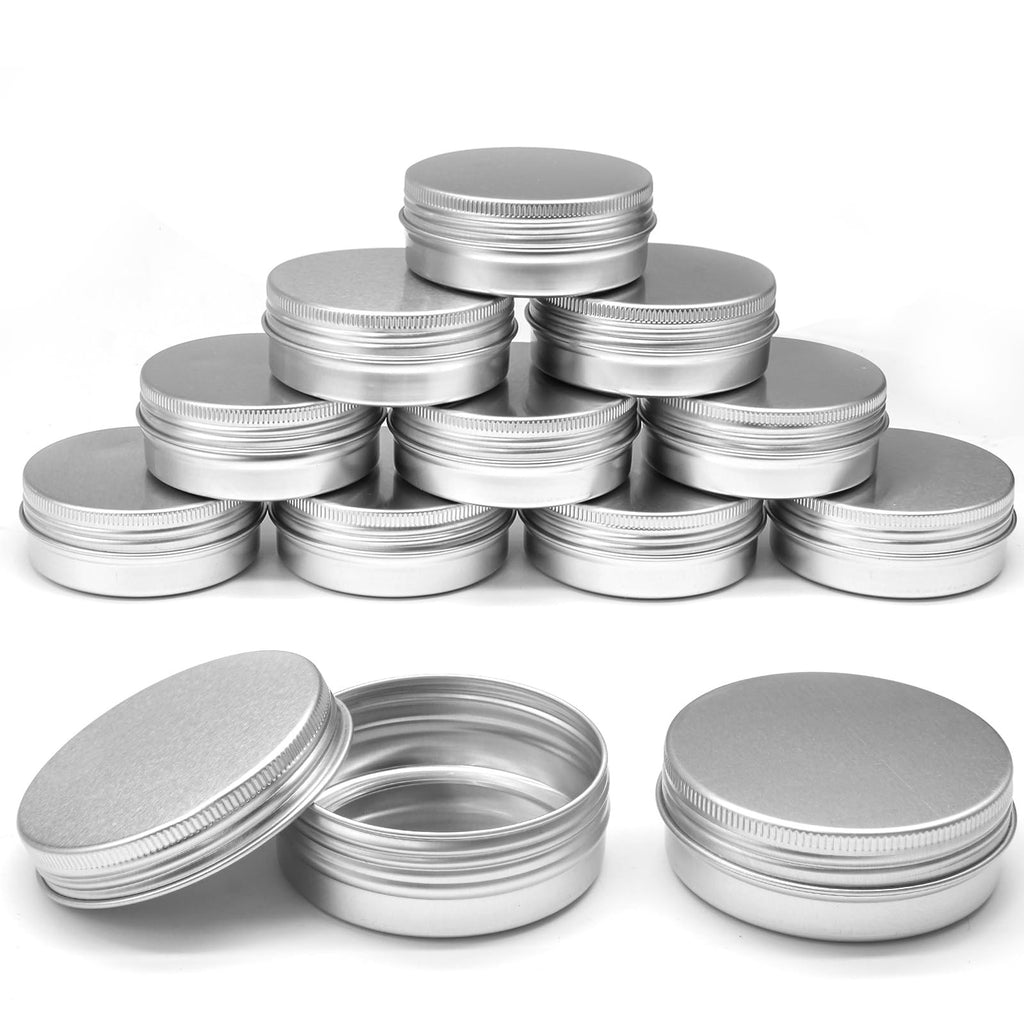 12-Pack 2oz Refillable Aluminum Lip Balm & Cosmetic Tin Containers