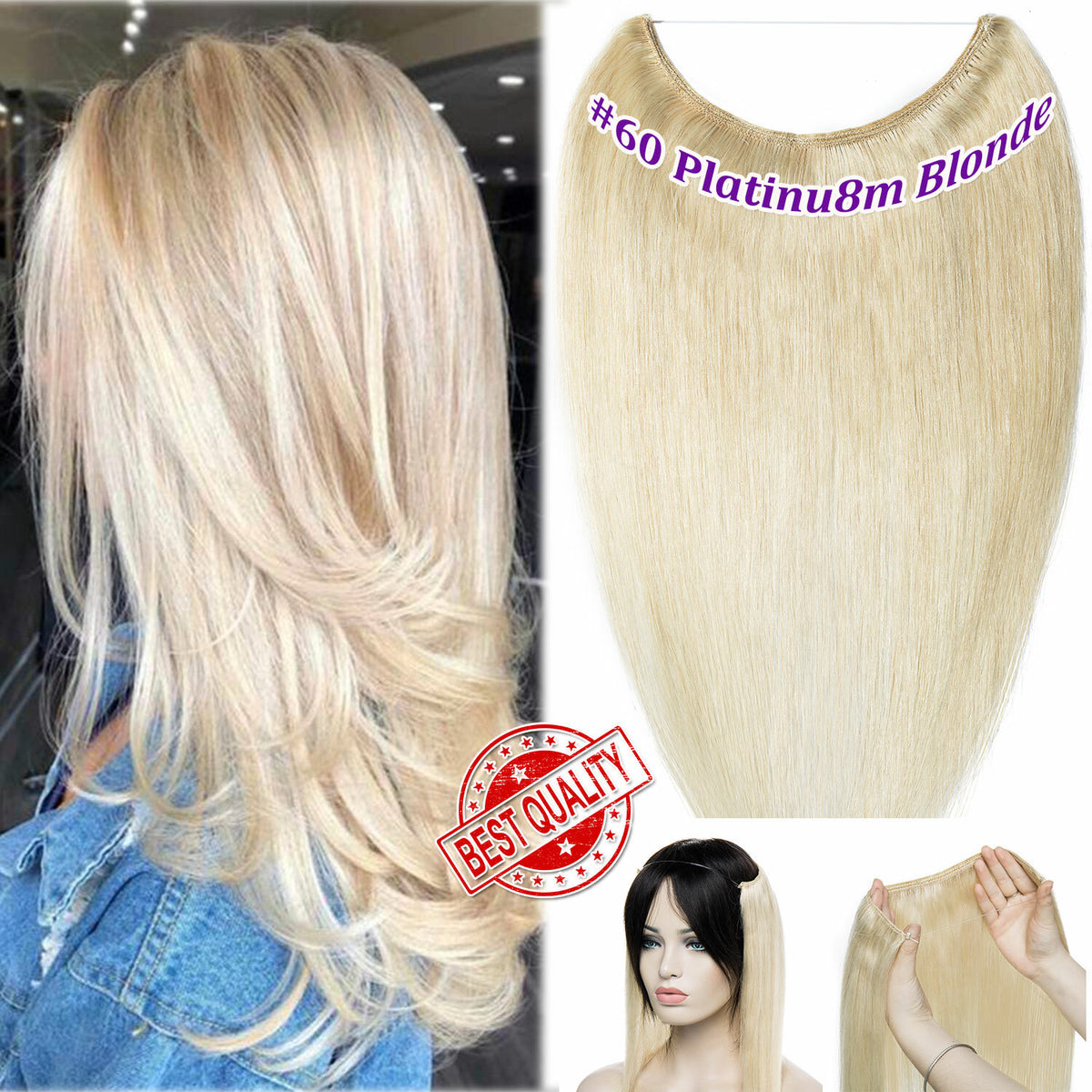 Wire-In Human Hair Extensions with Clips - Thick & Natural Look, 12-22 Inches