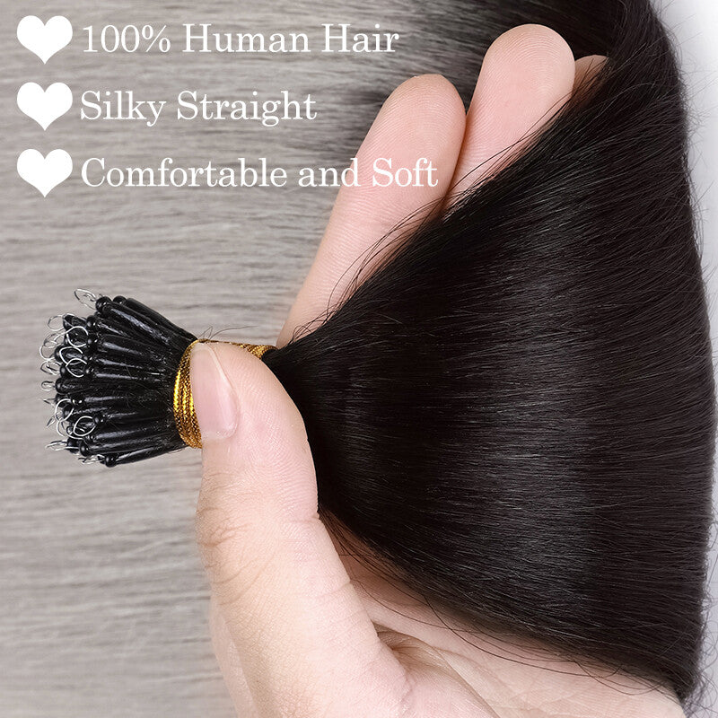 Nano Ring Remy Human Hair Extensions - Thick Highlight Balayage Ombre, 16-22 Inch Options