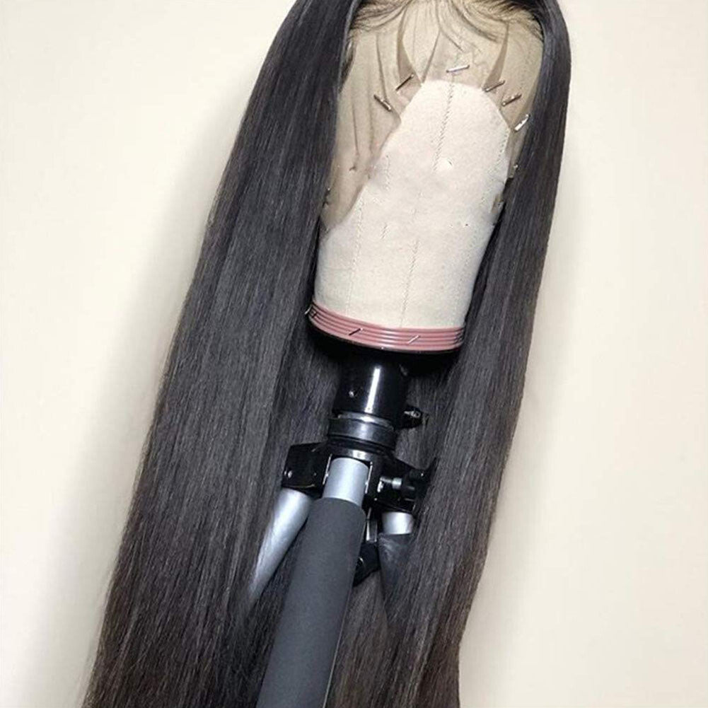 Heat Resistant Synthetic Lace Front Wig Long Black Straight Glueless Hair