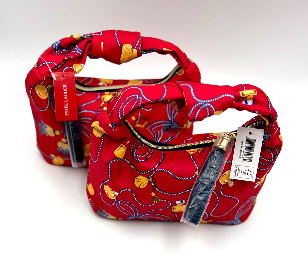 2 Red Tassel Printed Makeup Bags Handbag Organizer