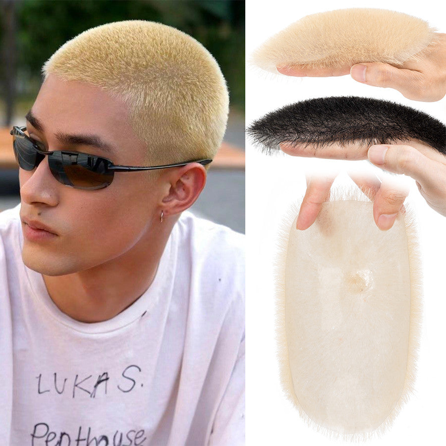 Men's Short Buzz Cut Toupee with Thin PU Skin Base - 100% Human Hair System
