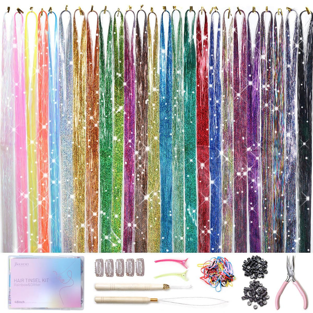 Hair Tinsel Kit 25 Colors 10,000 Strands Fairy Hair Extensions Set