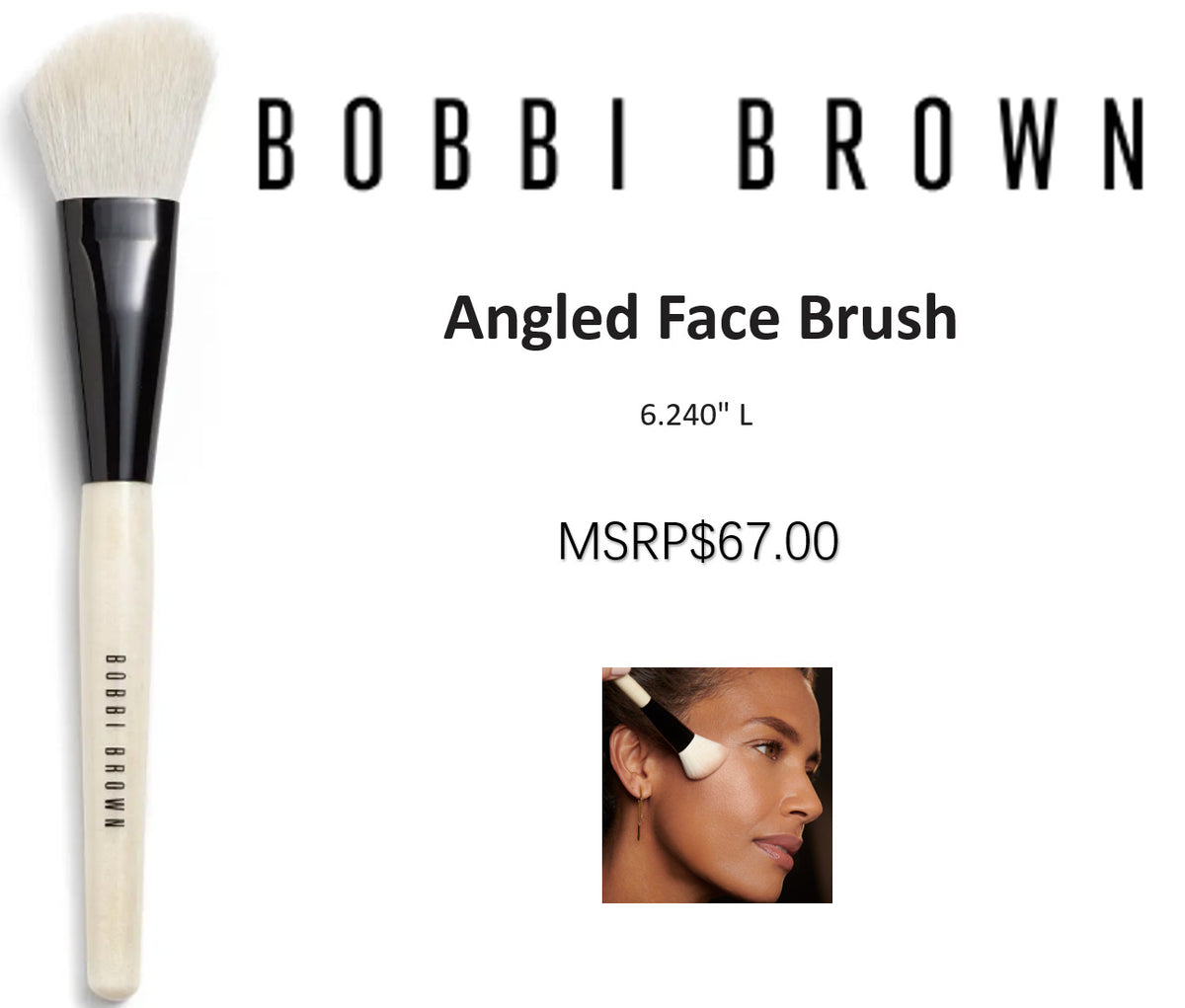 Angled Face Brush - Full Size, 100% Authentic Bobbi Brown Cosmetics