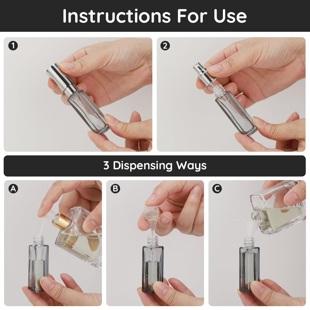 10ml Refillable Perfume Atomizer Set - Travel Spray Bottles, 10 Pieces