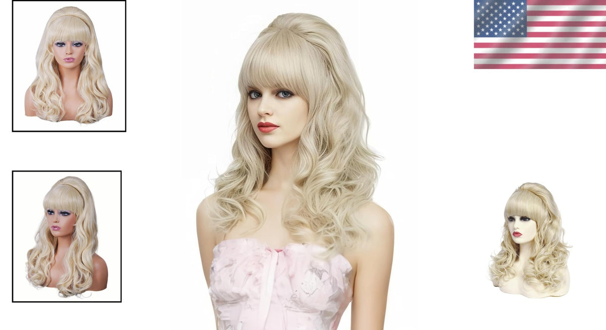 Blonde Long Wavy Wig for 80s Costume Halloween Party and Cosplay