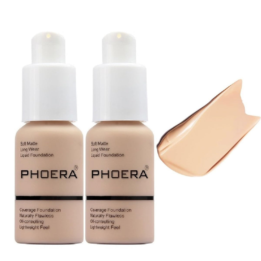 Phoera Foundation 2 Pack Long-Wear Liquid Foundation Matte Finish