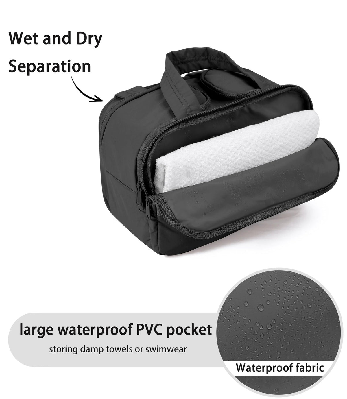 Travel Toiletry Bag for Women, Large Black Cosmetic Makeup Bag