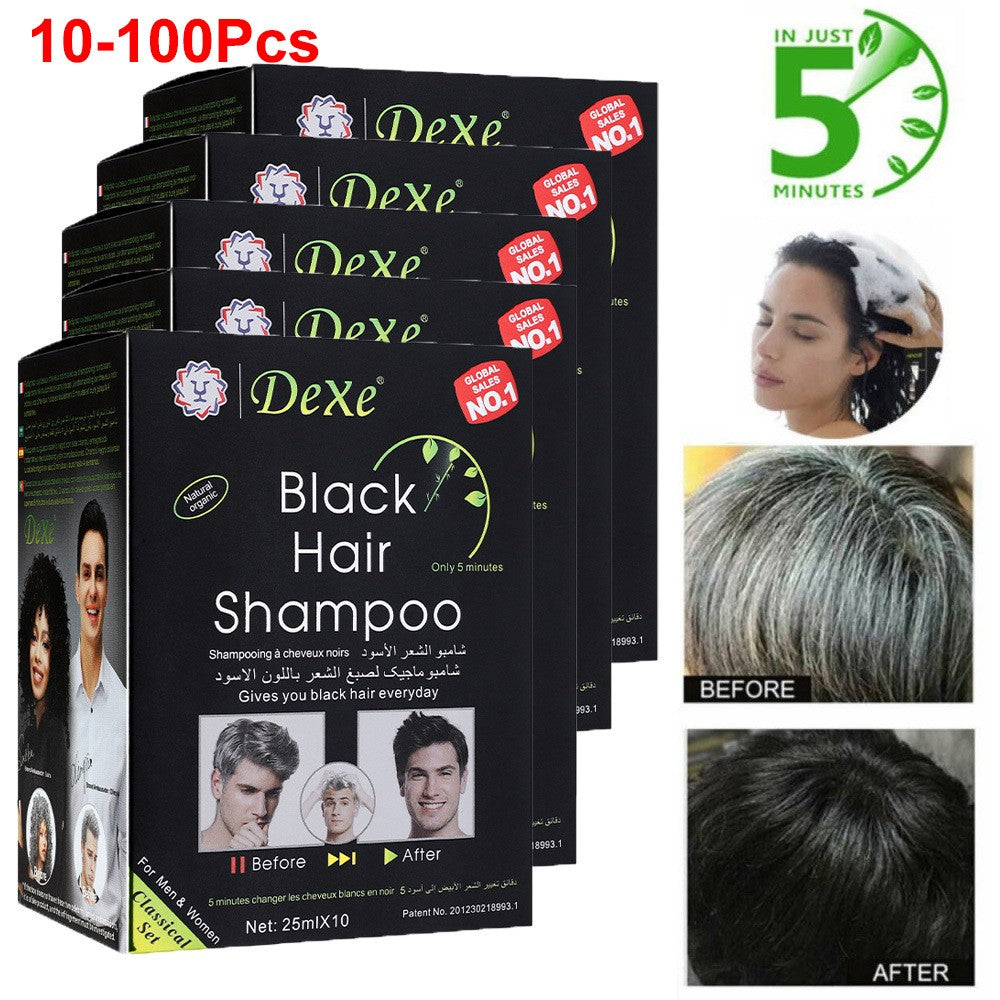 Black Hair Dye Shampoo 100PCS Natural Herbal Fast Instant 3-in-1 Hair Color
