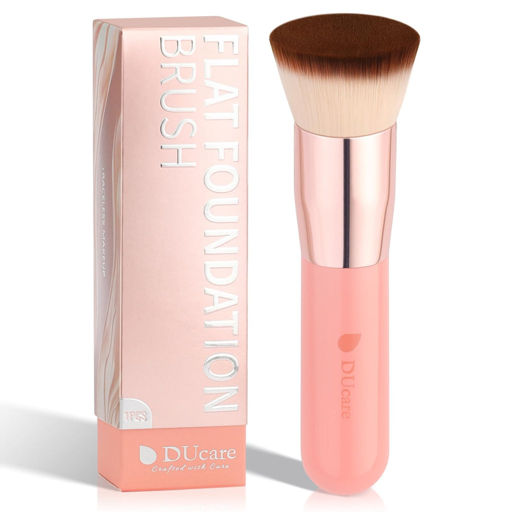 Flat Top Foundation Brush for Liquid Makeup - Dense Synthetic, Pink