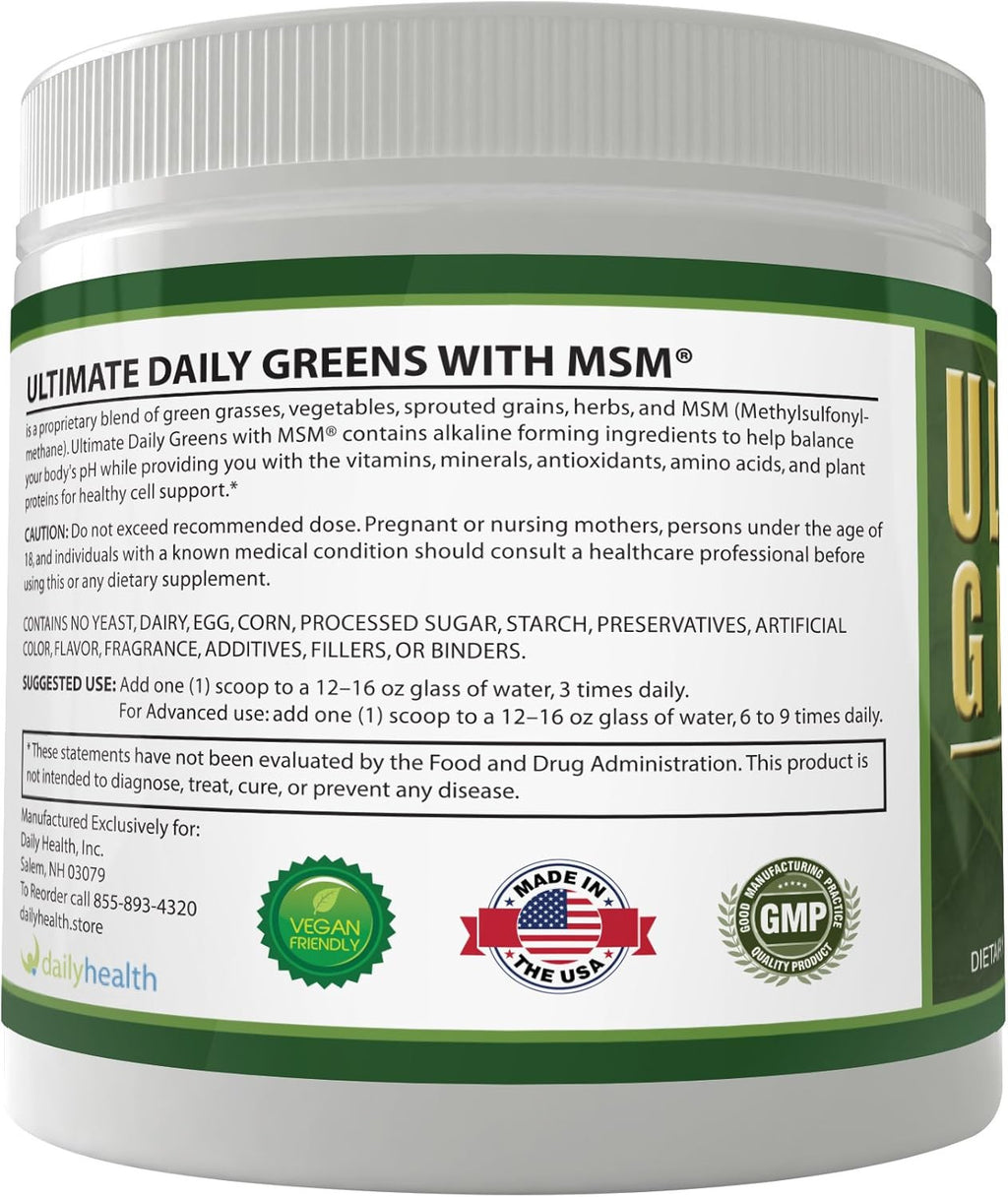Vegan Superfood Greens Powder with MSM | Natural Vegetable