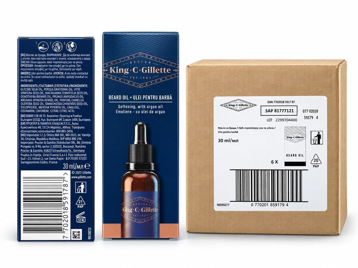 Beard Oil with Argan Oil - Nourishing 6-Pack for Softened Beards