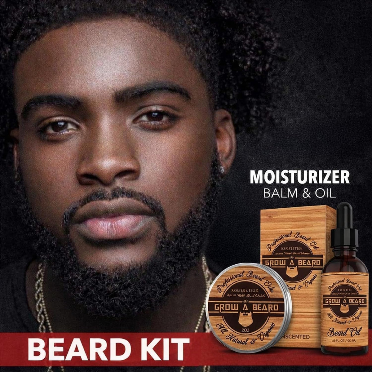 Professional Beard Straightening Kit with Bamboo Tools & Scissors