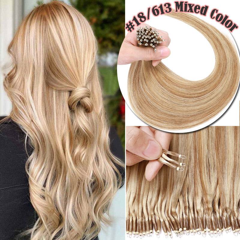 150g Thick Nano Ring Human Hair Extensions with Micro Beads for Ombre Styles