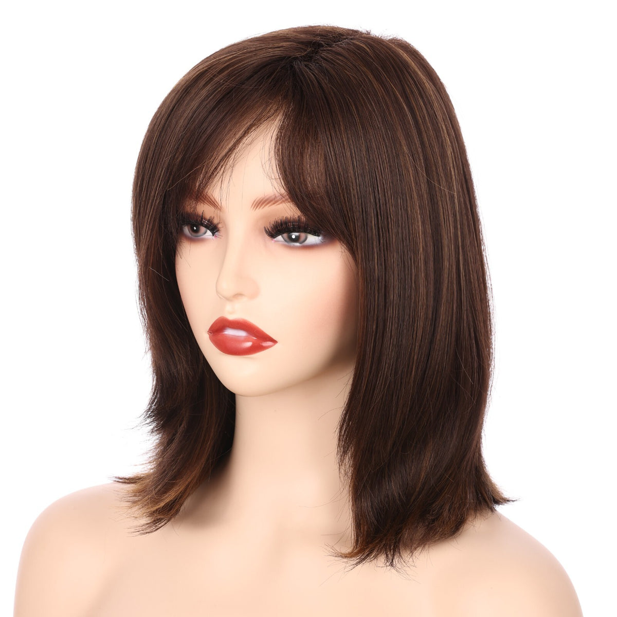 14-Inch Synthetic Short Bob Wig with Bangs for Cosplay & Events
