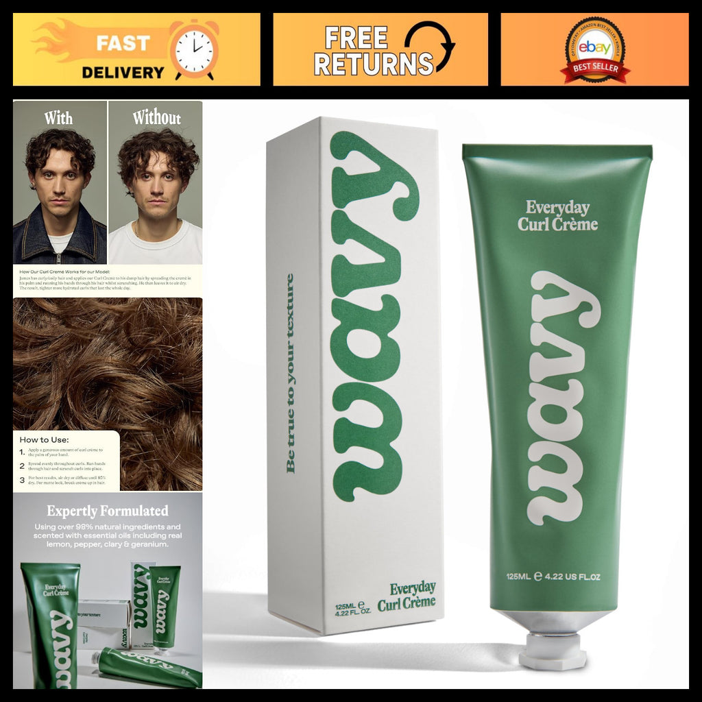 Lightweight Curl Cream for Men - Natural Wavy Hair, Frizz Control, Hold