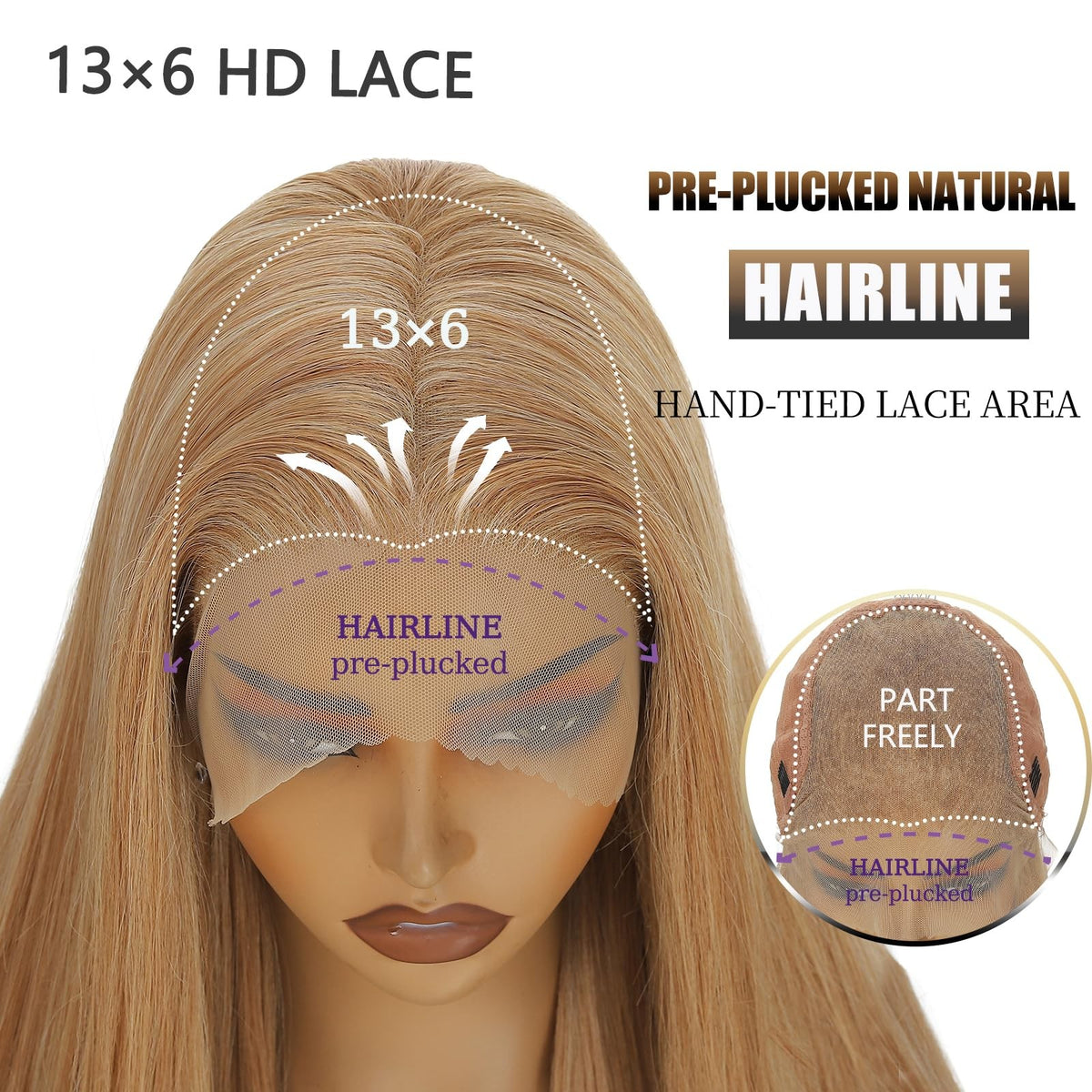 Long 30-Inch Honey Blonde Balayage Lace Front Wig with Pre-Layered Style