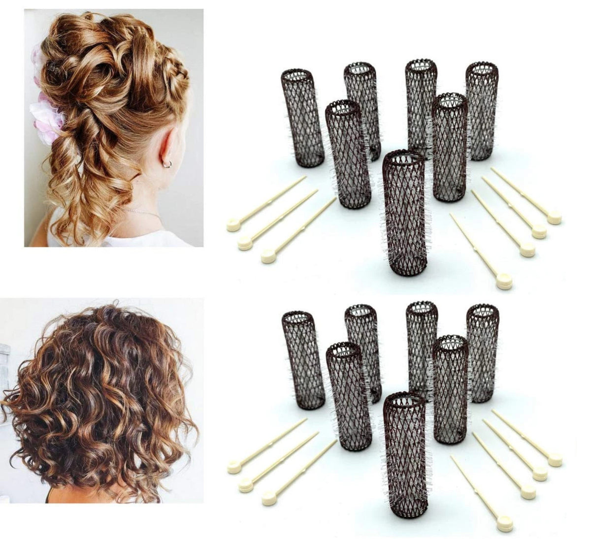 14-Piece Vintage-Style Medium Hair Curlers Set with Pins for All Hair Types