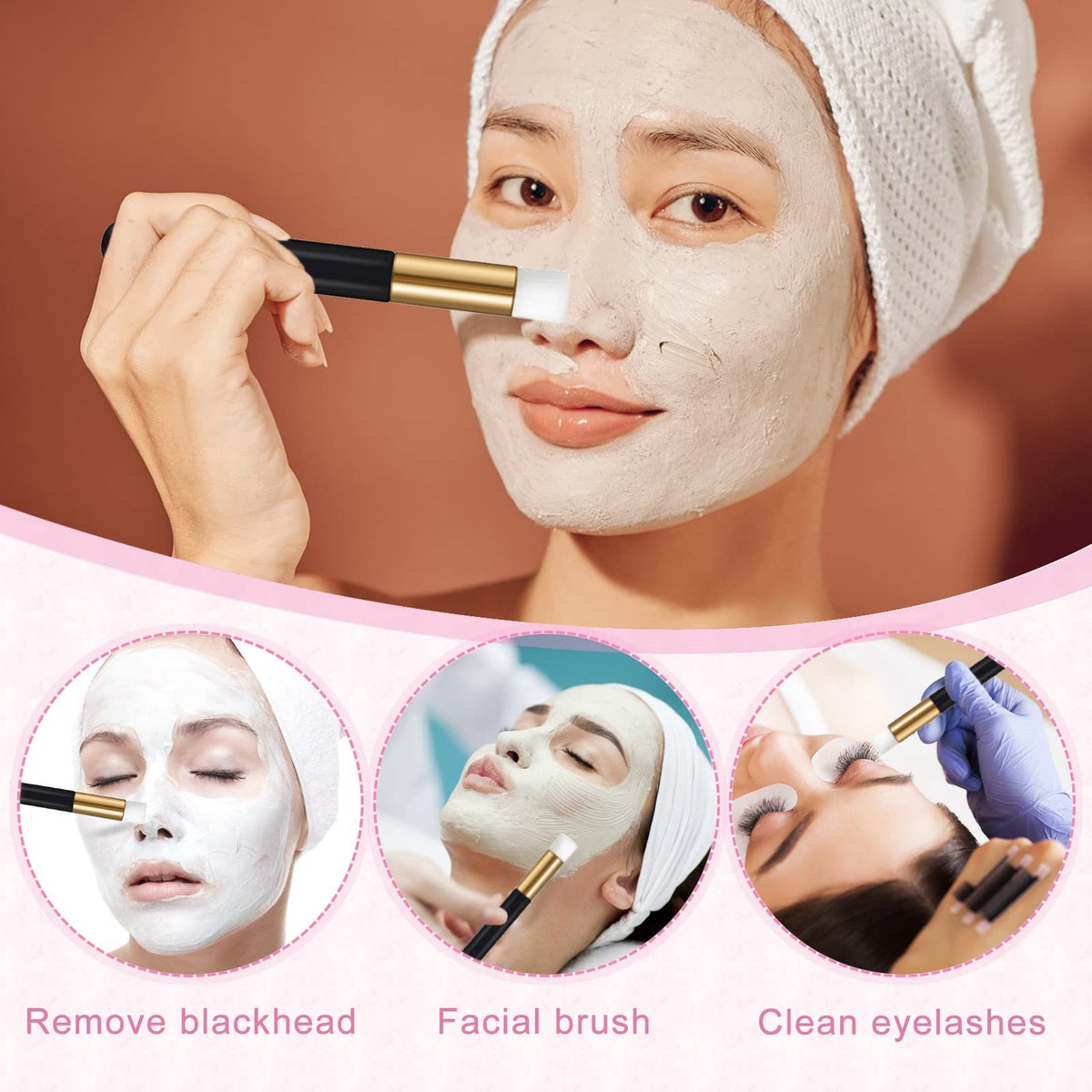 Lash Shampoo Bottles and Brushes Set for Eyelash Care - 60 Pieces, Waterproof Labels