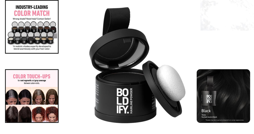 Water-Resistant Hairline Powder Root Touch Up - Black, 24-Hour Concealer