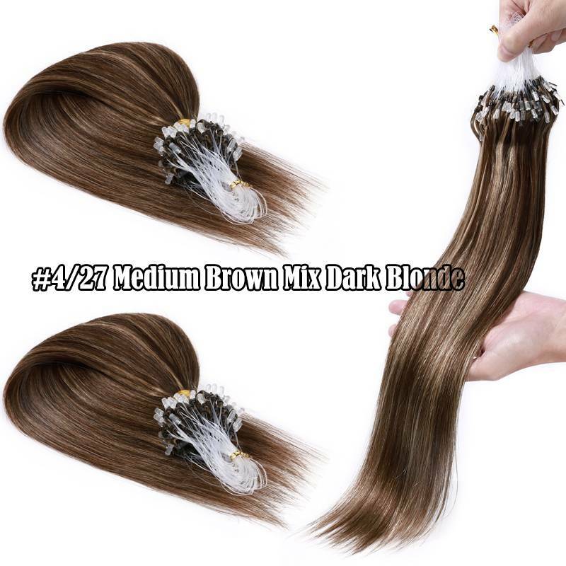 Human Hair Extensions Micro Loop Nano Beads Full Head - Multiple Colors & Lengths