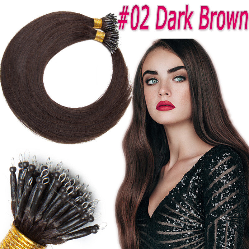 Thick Nano Ring Hair Extensions - Micro Link Bead Tips, Remy Human Hair