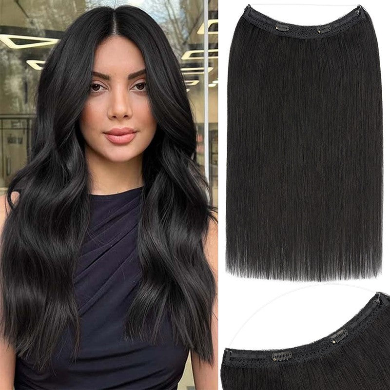 Remy Human Hair Clip-In Extensions with Invisible Wire & Clips - Thick, Natural Look